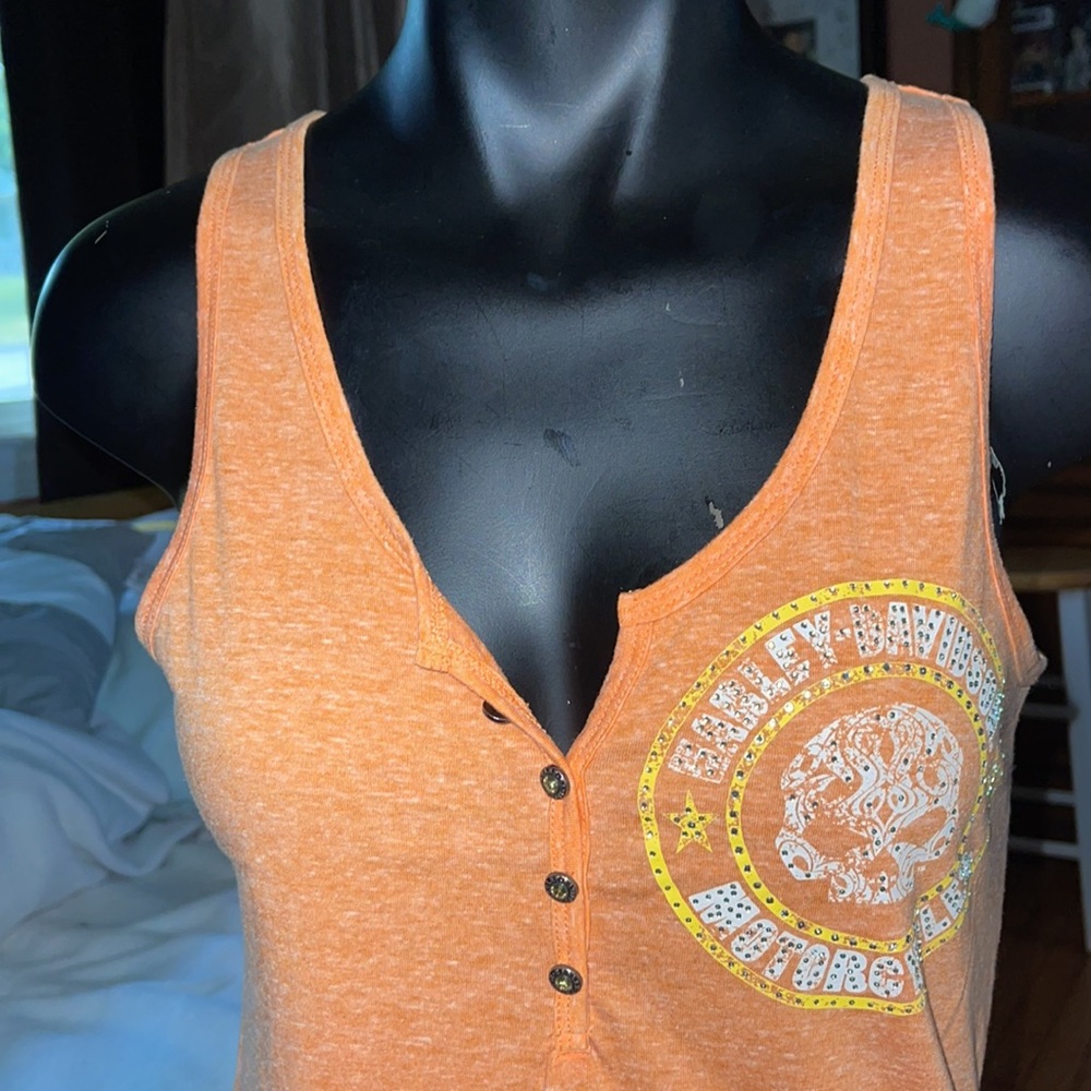 Harley Davidsom orange tank top medium - Picture 3 of 9